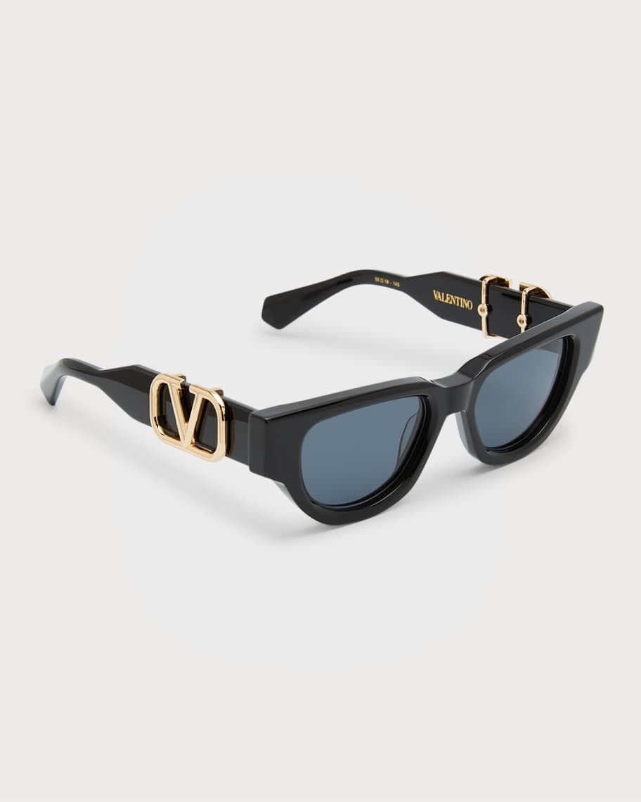 Valentino Garavani Due Acetate & Titanium Cat-Eye Sunglasses | Neiman Marcus