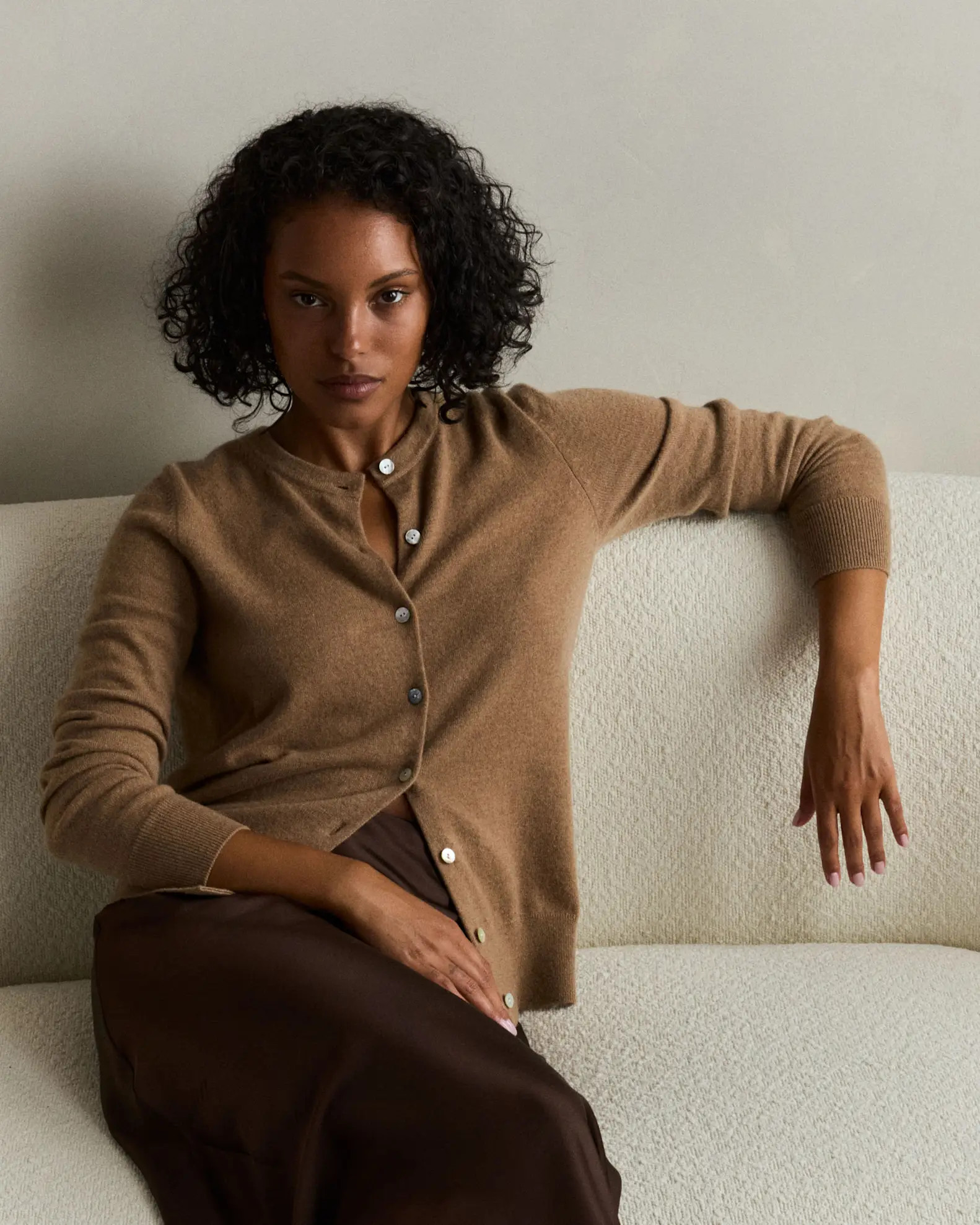 Mongolian Cashmere Cardigan Sweater in Teak | Quince