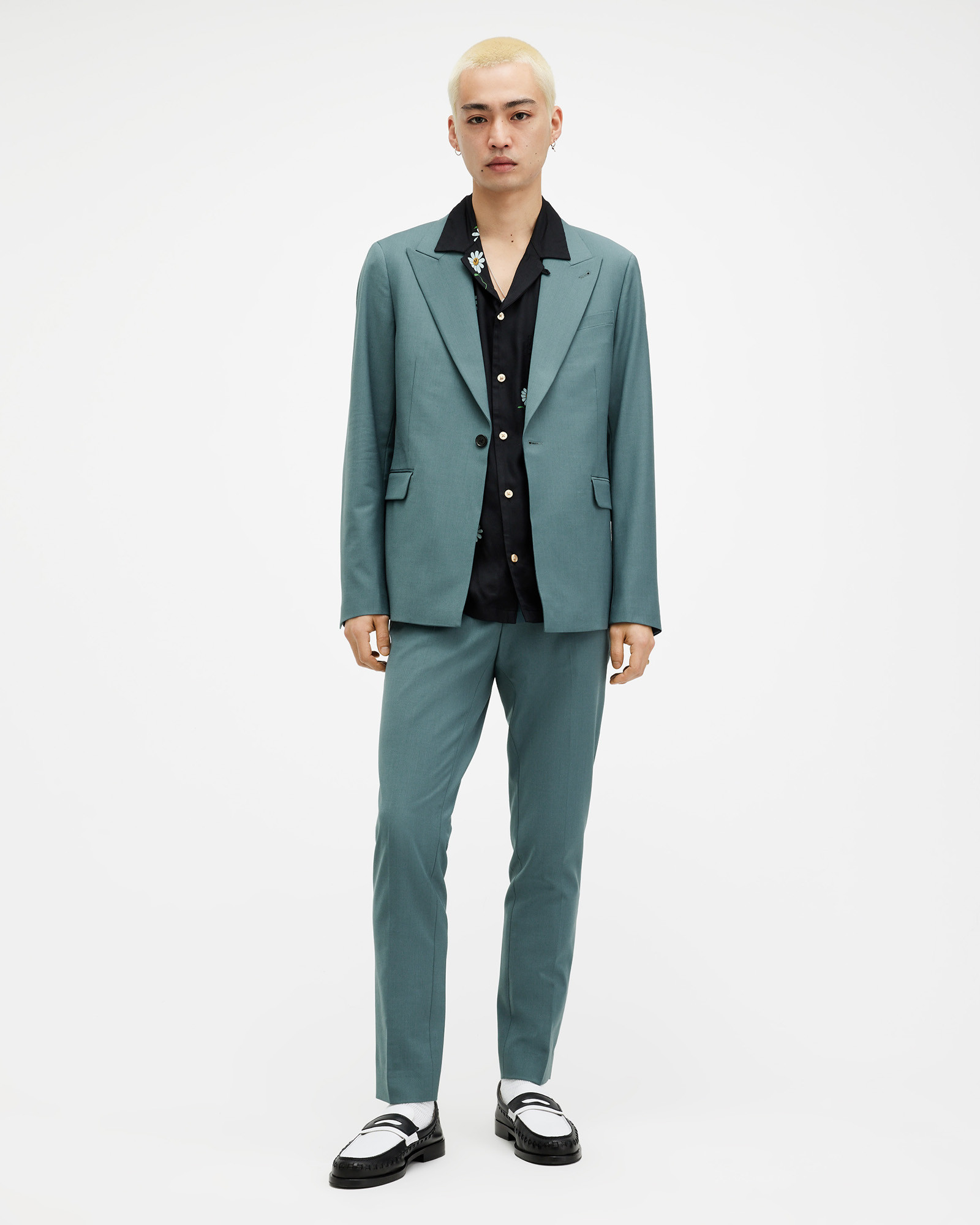 Moad Skinny Fit Stretch Blazer Petrol Blue | ALLSAINTS US | AllSaints US