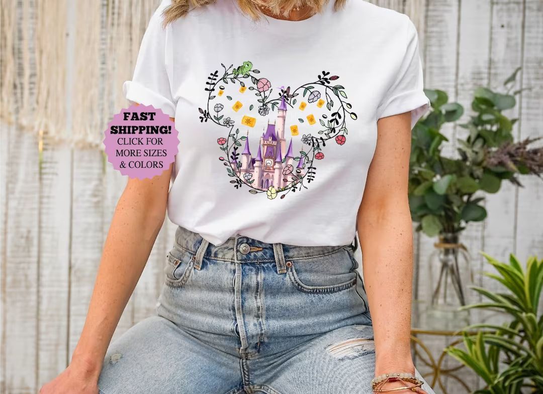 Disney Magic Kingdom Castle Floral Tee, Princess Castle Shirt, Disney Floral Spring Tee, Magical ... | Etsy (US)