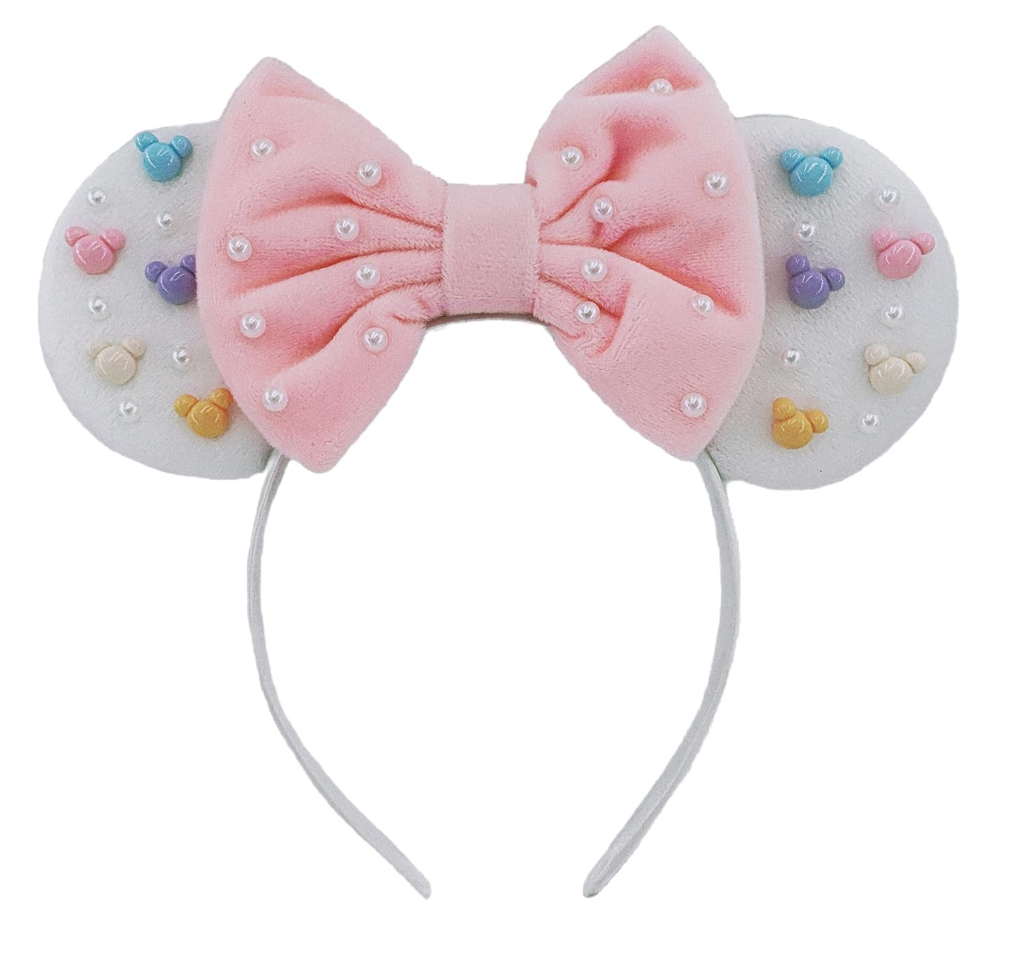 Mouse Ears Headbands With Cute Mouse Heads and Exquisite Pearls Decoration, Soft Flannel Ears & B... | Amazon (US)