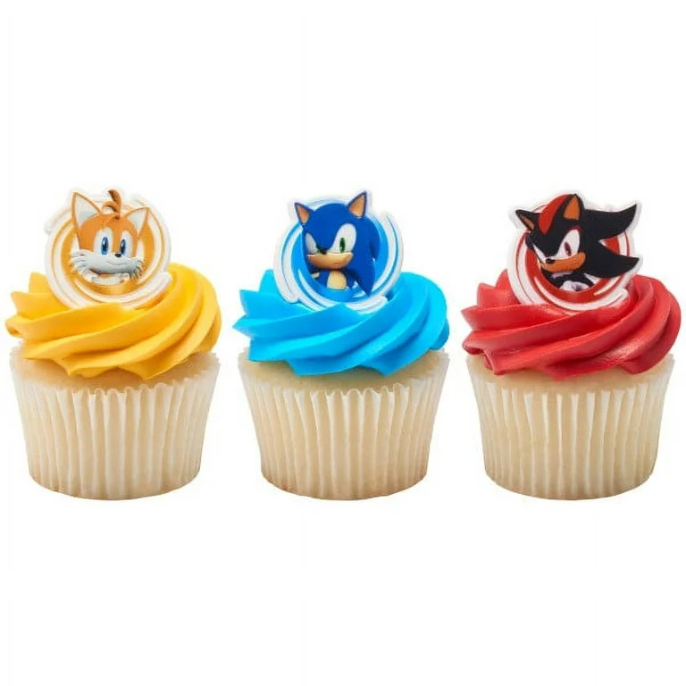 Cupcake Sonic The Hedgehog Rings, by DecoPac (24 Count) - Walmart.com | Walmart (US)
