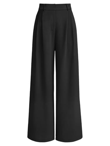LILLUSORY Palazzo Pants for Women 2024 Business Causal Outfits Wide Leg Work Professional Teacher Trousers Black XL | Amazon (US)