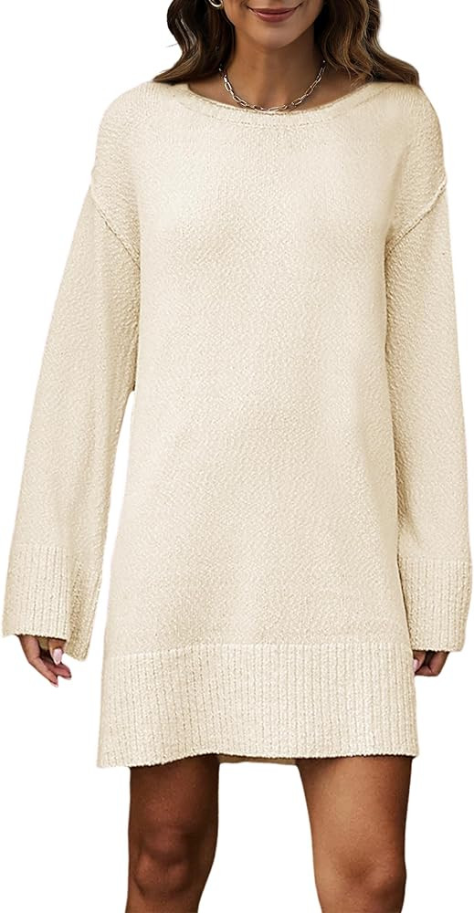 Sweater Dress For Women Casual Long Sleeve Knit Dresses Crewneck Pullover Sweaters 2024 ... | Amazon (US)