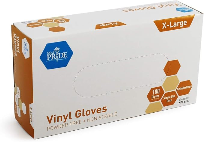 Medpride Vinyl Gloves| 4.3 mil Thick, Powder-Free, Non-Sterile, Heavy Duty Disposable Gloves| Med... | Amazon (US)