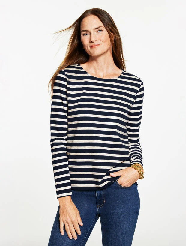 Crewneck Tee - Sequin Stripe | Talbots