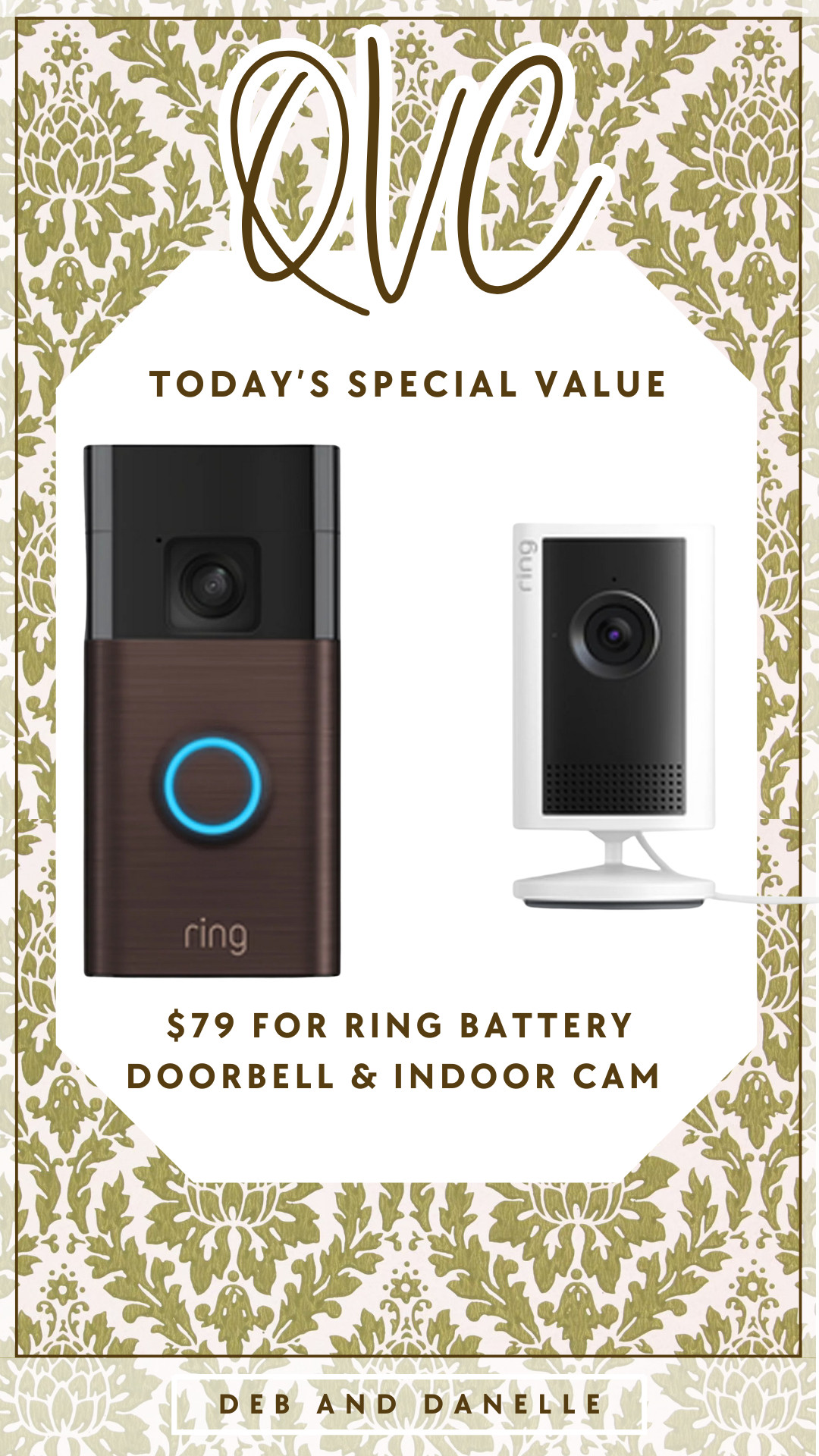 @QVC's Today's Special Value item is this two-piece kit that includes the Ring batter-powered doorbell and two-way indoor camera for only $79.98!  

 #LTKHome #LTKSaleAlert #LTKFindsUnder100