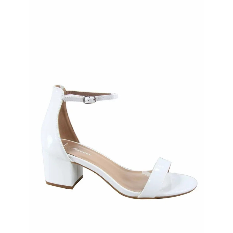 Nataly-06 Open Toe Ankle Strap Buckle Low Chunky Heels Causal Sandals Shoes ( White, 6 ) | Walmart (US)