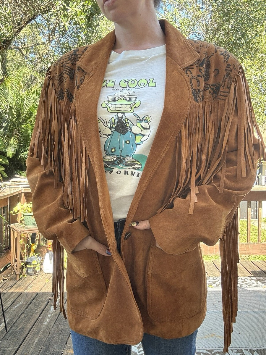 Vintage 80s/90s Erez Levy Suede Fringe Western  Blazer Jacket   | eBay | eBay US