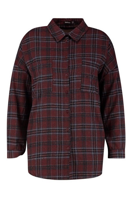 Plus Flannel Oversized Boyfriend Shirt | Boohoo.com (US & CA)