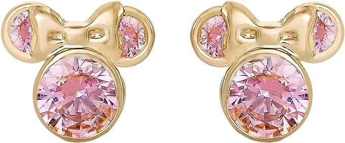 Disney Minnie Mouse 10K Gold Birthstone Stud Earrings, | Amazon (US)