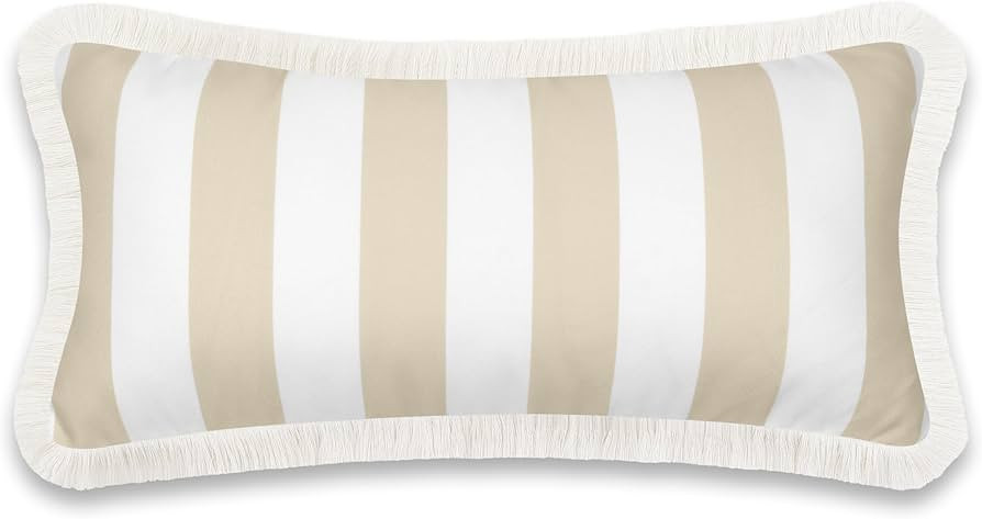 Hofdeco Premium Coastal Patio Indoor Outdoor Long Lumbar Pillow Cover Only, 12"x26" Water Repelle... | Amazon (US)