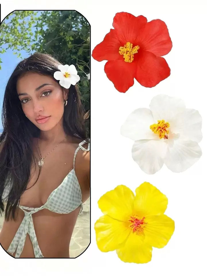 1pc Hibiscus Flower Hair Clip, Women Elegant Casual Cute Hawaiian Style Hair Accessory | SHEIN