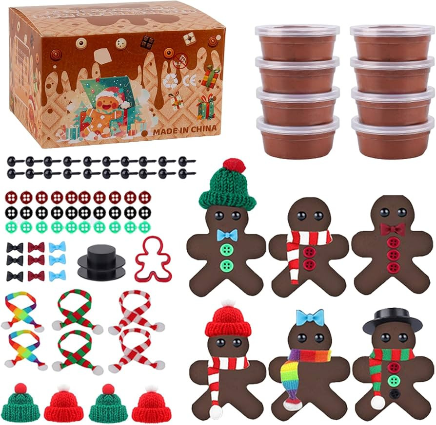 8Pack Christmas Gingerbread Man DIY Crafts Kit - Air Dry Clay Gingerbread Crafts for Kids - Creat... | Amazon (US)