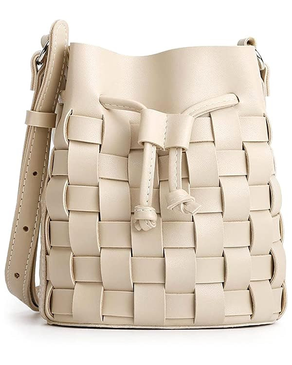 TIJN Tote Bag for Women, Mini Bucket Crossbody Top-Handle Vegan Leather Small Sized Retro Handbag... | Amazon (US)