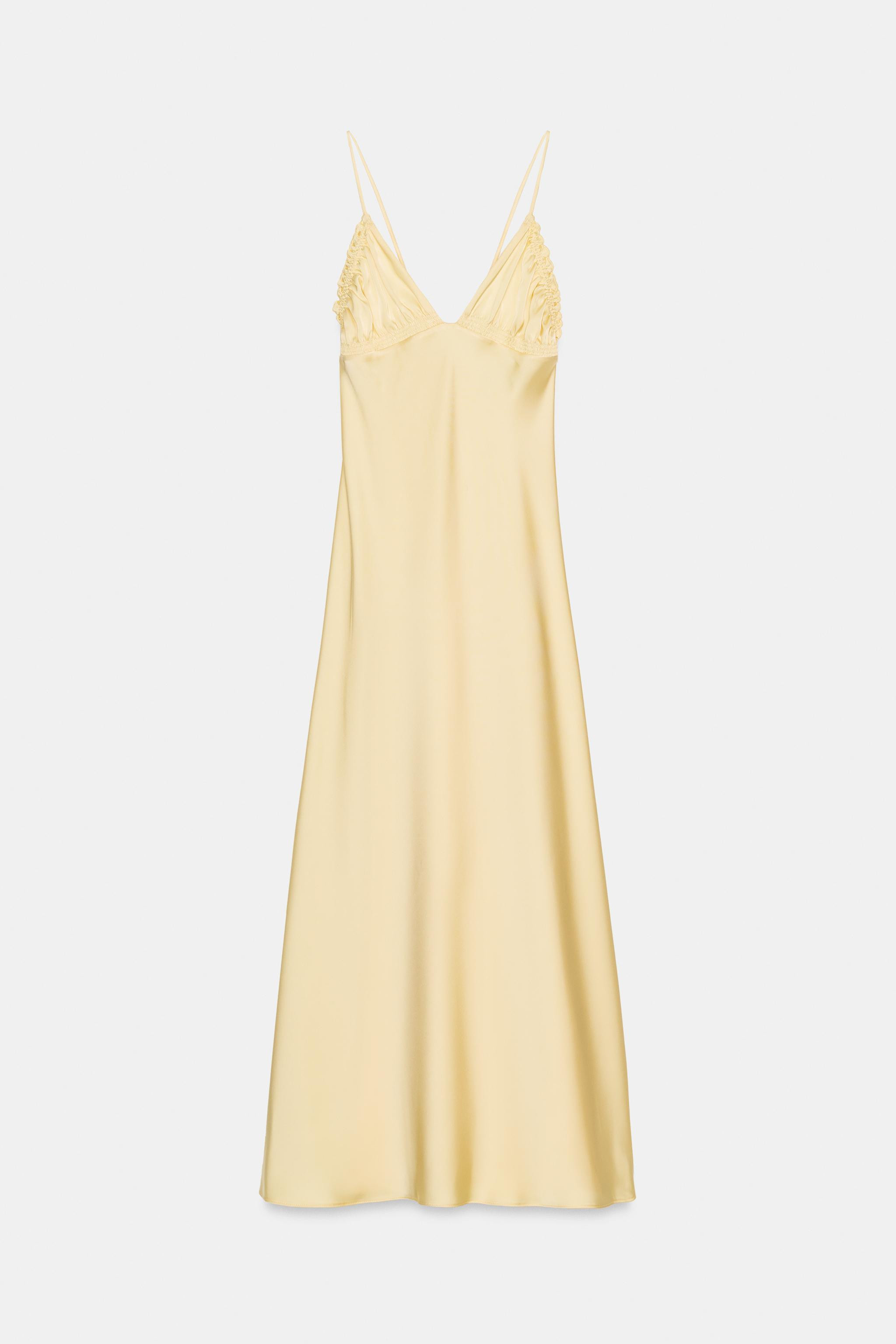 GATHERED SATIN EFFECT MIDI DRESS | Zara US