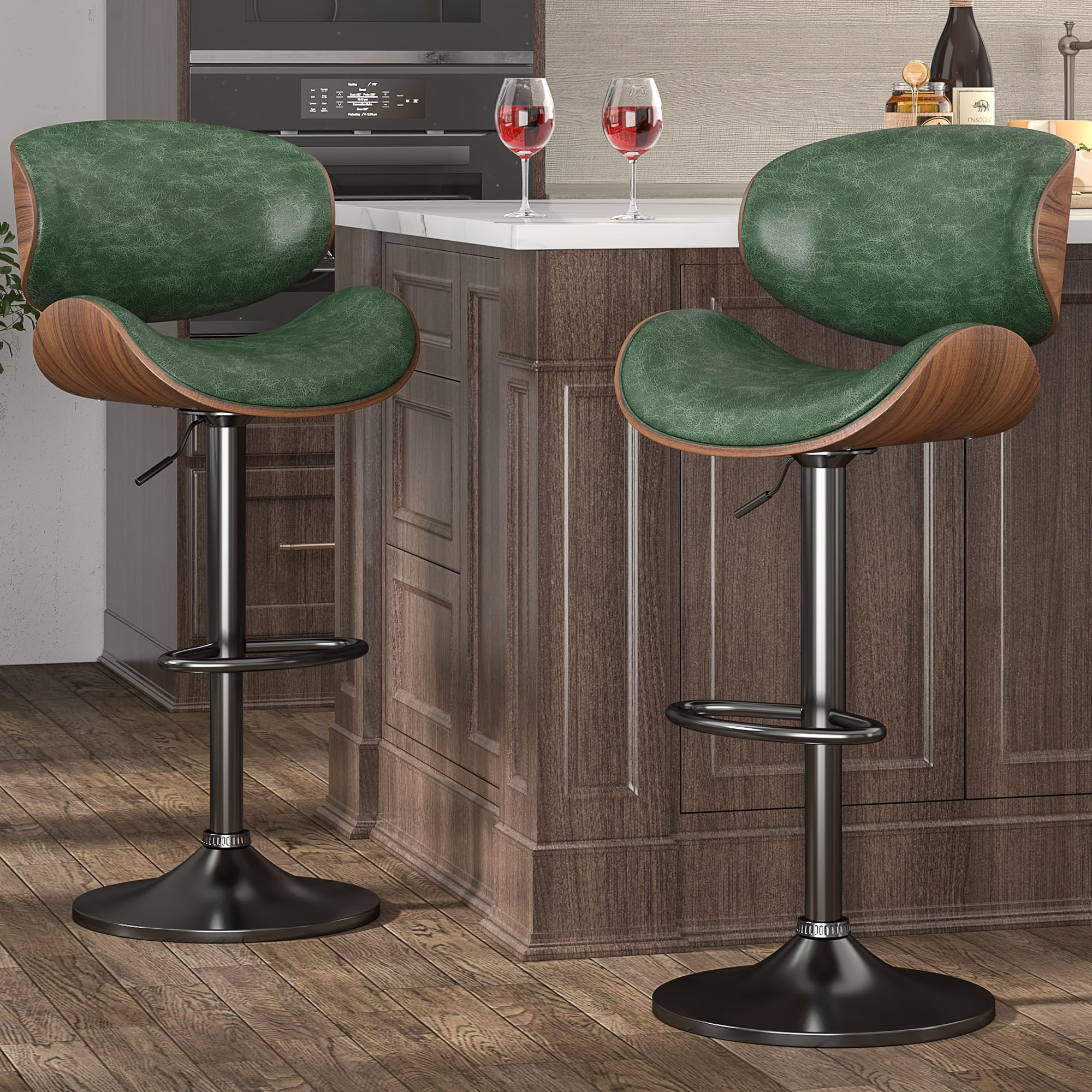 Bar Stools Modern PU Leather Adjustable Swivel Barstools, Kitchen Counter Bar Stool Island Barsto... | Amazon (US)