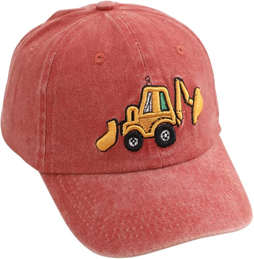 Cute Embroidery Excavator Kids Baseball Cap Adjustable Cotton Washed Vintage Cowboy Hat for Boys ... | Amazon (US)