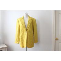 Vintage Green Yellow Blazer Jacket.....size Large. Holiday. Mod. Twiggy. Retro. Womens. Rave. Diva.  | Etsy (US)