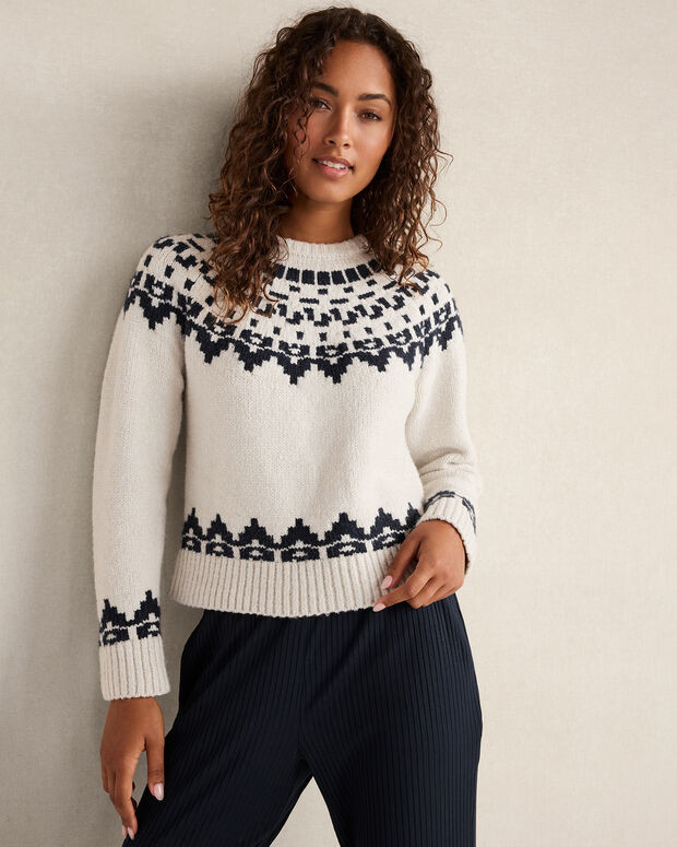 Organic Cotton Blend Juneau Fair Isle Crewneck Sweater | Haven Well Within