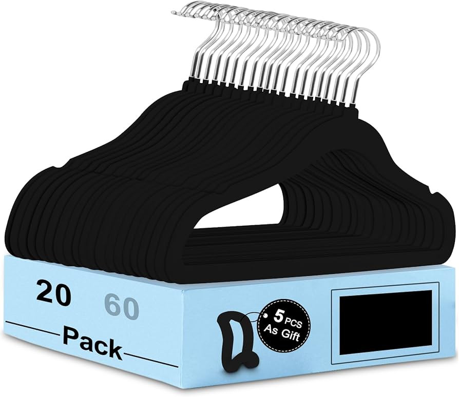 Kids Velvet Hangers 20 Pack, 11.8" Non-Slip Felt Hangers with Silver Hook, Space Saving Clothes H... | Amazon (US)
