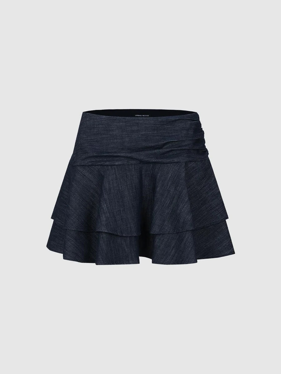 Tiered Denim Mini Skirts | Urban Revivo