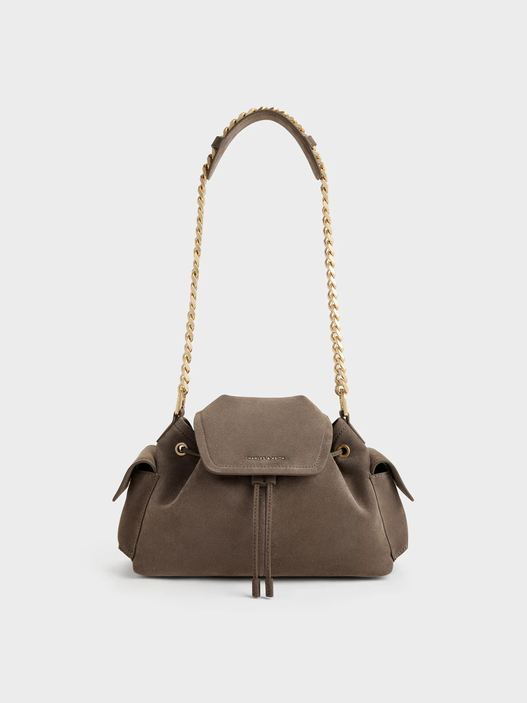 Stone Grey Noane Side-Pocket Bucket Bag | CHARLES & KEITH | Charles & Keith US