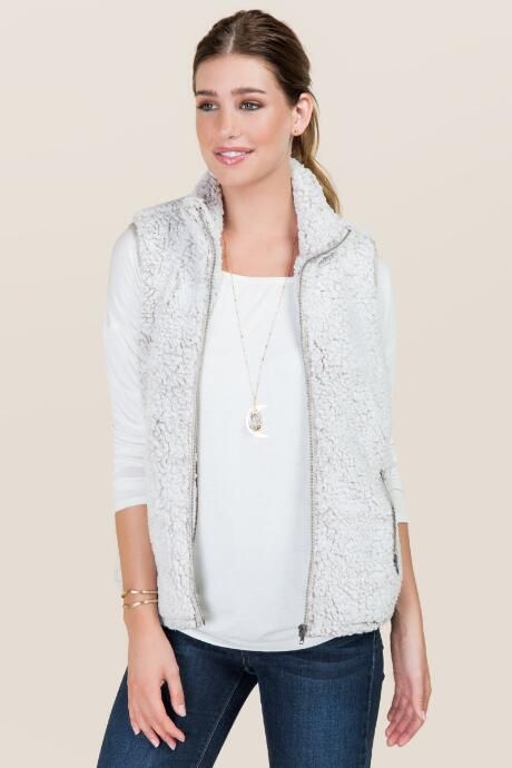 Farah Collared Wubby Vest - Ivory | Francesca’s Collections