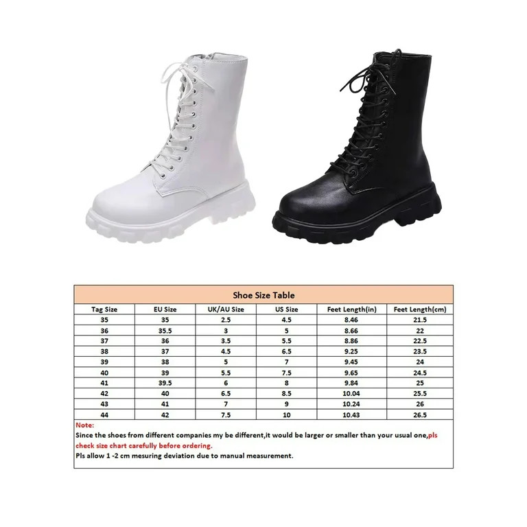 SIMANLAN Black Combat Boots Women Platform Lace-Up Boots Black 5 | Walmart (US)