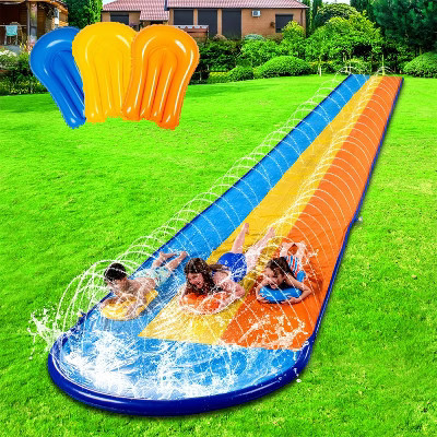 Joyfy 22.5ft Triple Water Slide with 3 BodyBoards, Backyard Lawn Waterslides with Sprinkler, Summer Outdoor Water Splash Slide Toy for Kids Adults | Target
