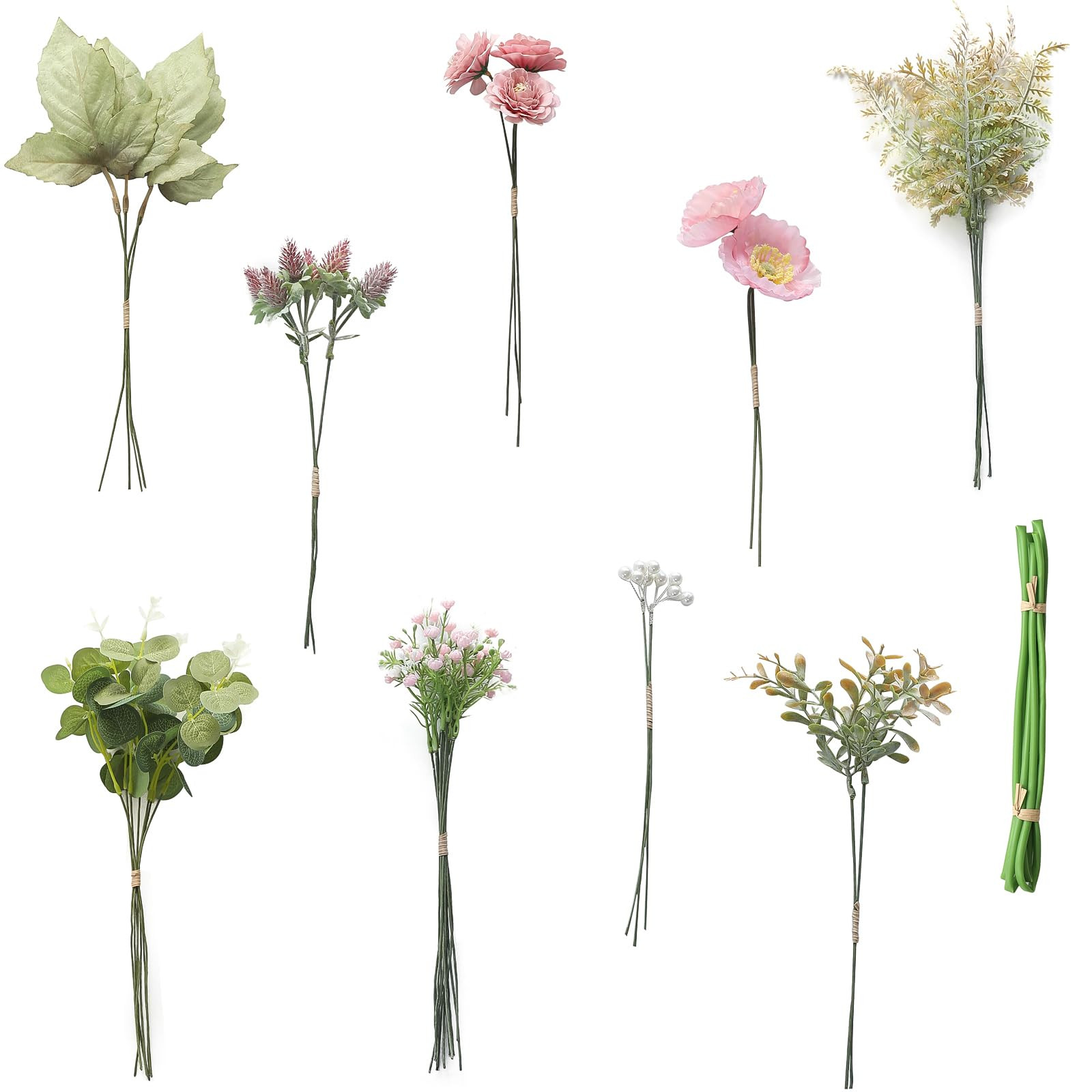 Floroom Artificial Greenery Stems Box Set, 45pcs with 6 Kinds of Faux Greenery Flowers Picks for ... | Amazon (US)