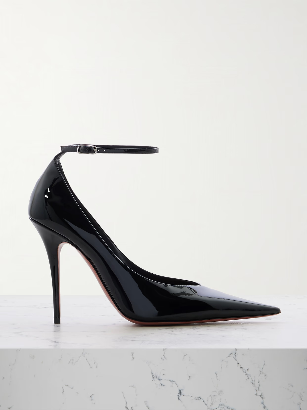Amina Muaddi - Anok Patent-leather Point-toe Pumps - Black | NET-A-PORTER (US)
