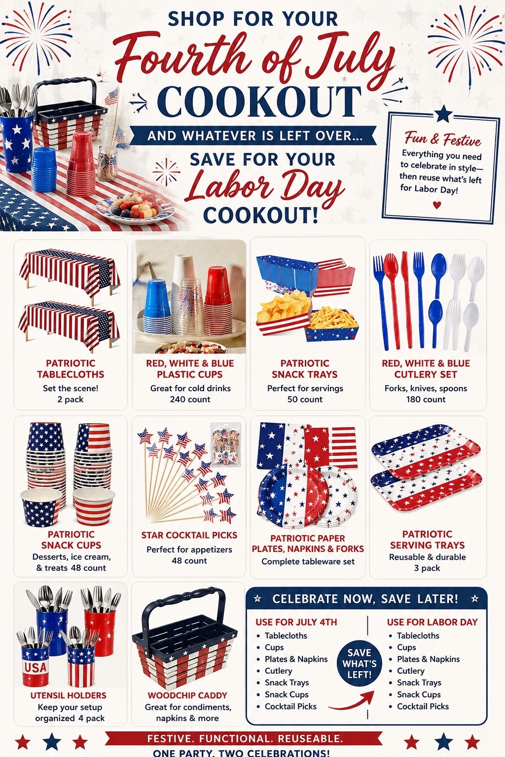 🇺🇸 One party, two celebrations! 🇺🇸

Getting ready for your Fourth of July cookout? Stock up on patriotic tableware, cups, serving trays, snack cups, and all the little extras you’ll need for a fun backyard BBQ. The best part? Whatever you don’t use can be packed away and saved for Labor Day! ❤️🤍💙

I love finding simple ways to celebrate without having to buy everything twice. Check out these festive finds in my LTK! 🎆

#LTKHome #FourthOfJuly #PatrioticDecor #SummerEntertaining #BackyardBBQ #LaborDayPrep #CookoutSeason #LTKFinds #PartyEssentials #RedWhiteAndBlue

#LTKHome #LTKfoodie #LTKSeasonal