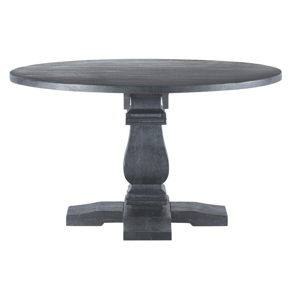 Aldridge Washed Black Round Dining Table | The Home Depot
