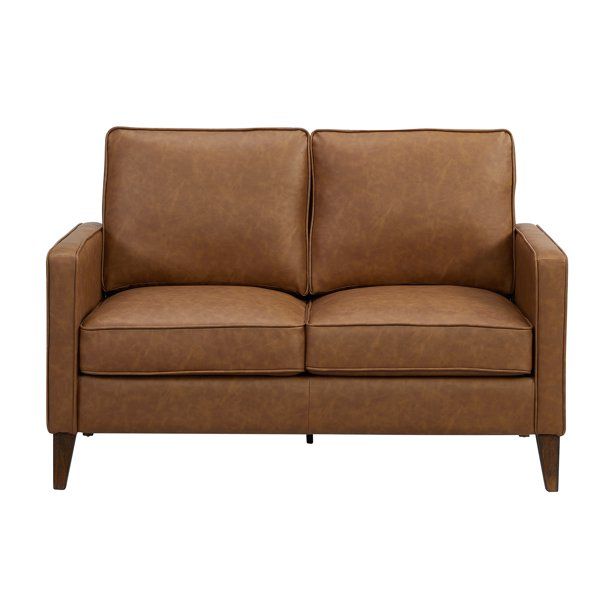 Jianna Faux Leather Loveseat, Saddle Brown - Walmart.com | Walmart (US)