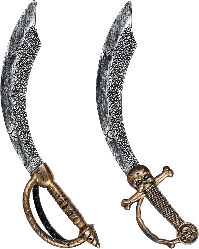 2pcs Pirate Sword,18" Plastic Toy Sword for Kids,Pirate Costume Accessories for Adult Halloween C... | Amazon (US)