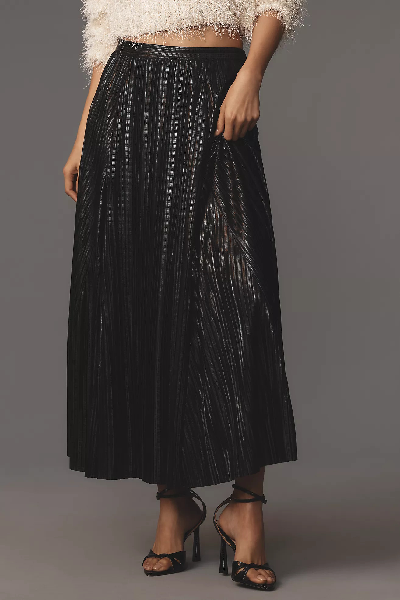 By Anthropologie Metallic Pleated Midi Skirt | Anthropologie (US)