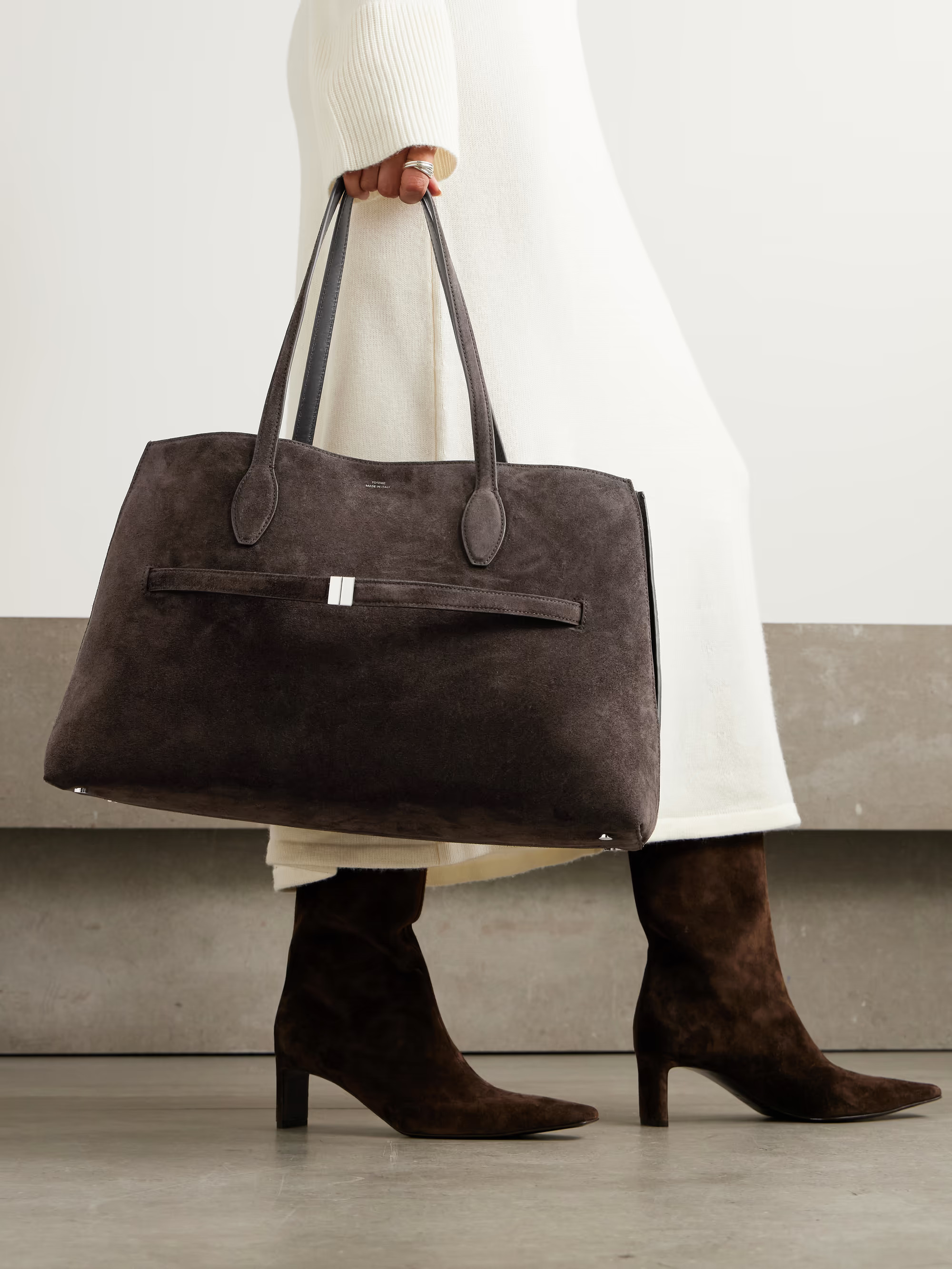 Lounge large leather-trimmed suede tote | NET-A-PORTER (US)