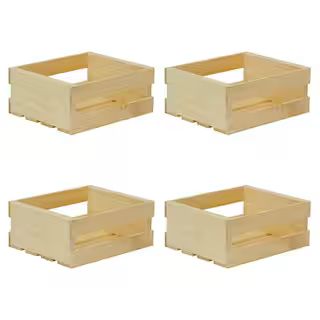 11.75 in. x 9.63 in. x 4.75 in. Small Wood Crate (4- Pack) | The Home Depot