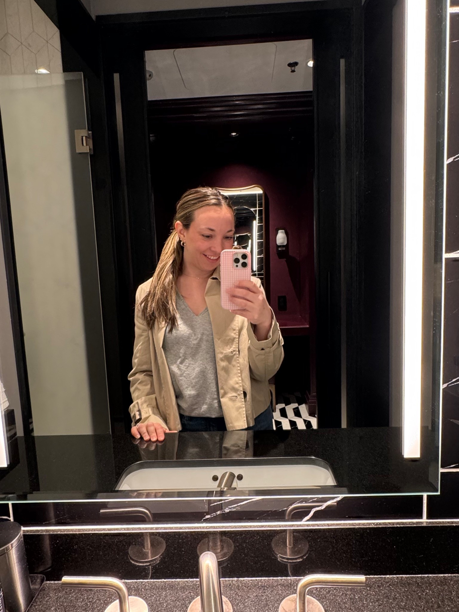 Spring 2026 tan jacket cropped trench Aritzia mom outfit casual 

Jacket - Small
Tee - Medium

#LTKootd #LTKdayinmylife #LTKTravel