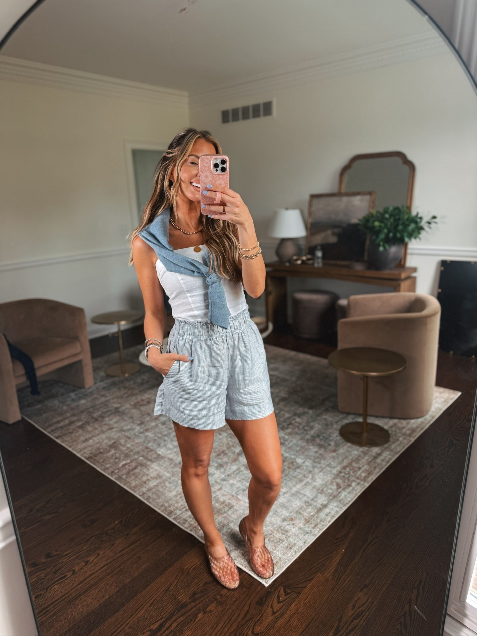 This cute casual outfit with a beautiful cashmere sweater is perfect this summer! The linen top and shorts are such great quality and the sweaters is the perfect g layer for when the sun goes down! 🌞

#LTKootd #LTKgrwm #LTKmomlife