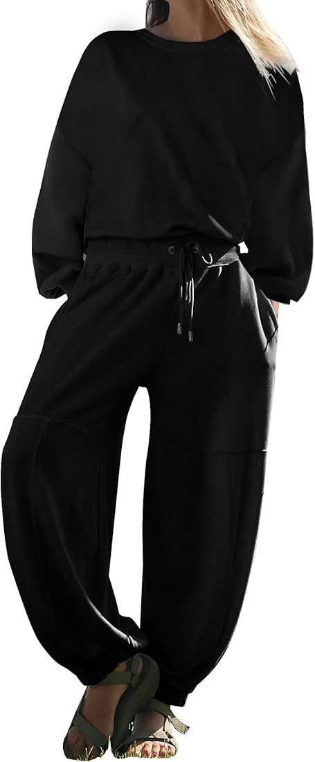 ETCYY NEW Women's Two Piece Outfits Long Sleeve Crewneck Pullover Tops with Jogger Pants Sweatsui... | Amazon (US)