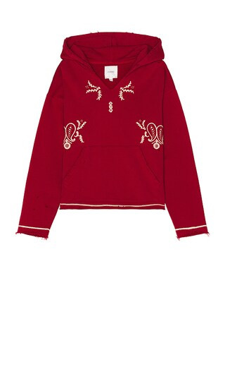 Paisley Embroidered Hoodie in Washed Red | Revolve Clothing (Global)