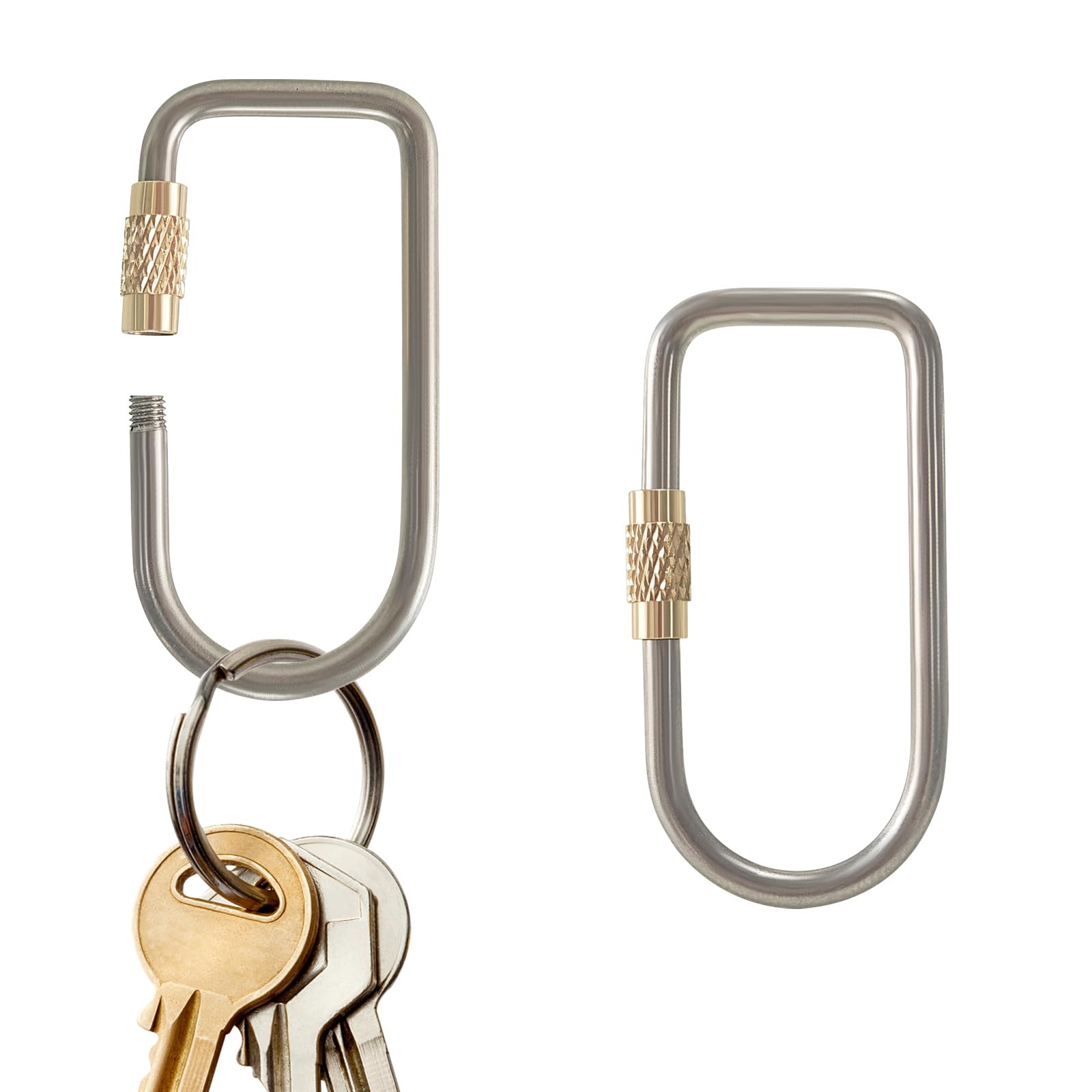 2 Pcs Titanium Locking Carabiner Titanium Alloy U-Shaped Key Chains Rings Buckles for Indoor Outd... | Amazon (US)