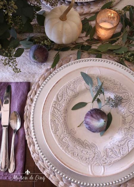 Gorgeous Thanksgiving table idea featuring pretty plum shades and figs!

#falltable #tablescape #homedecor #falldecor 

#LTKfindsunder50 #LTKSeasonal #LTKhome