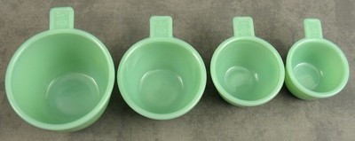 JADEITE GREEN GLASS 4 Pc. MEASURING CUP SET Nesting 1/4, 1/3, 1/2, 1 Cup | eBay US