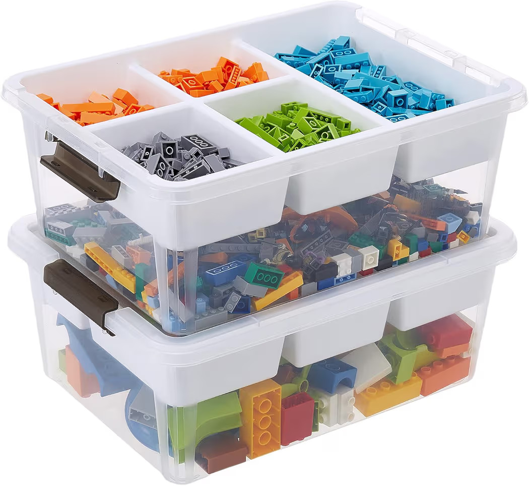 Plastic Storage Box with Removable Tray Craft Organizers and Storage Clear Storage Container for ... | Amazon (US)