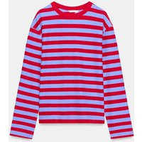 Zara - Striped Crew Neck T-Shirt - Red Stripe - M - Woman | Zara Canada