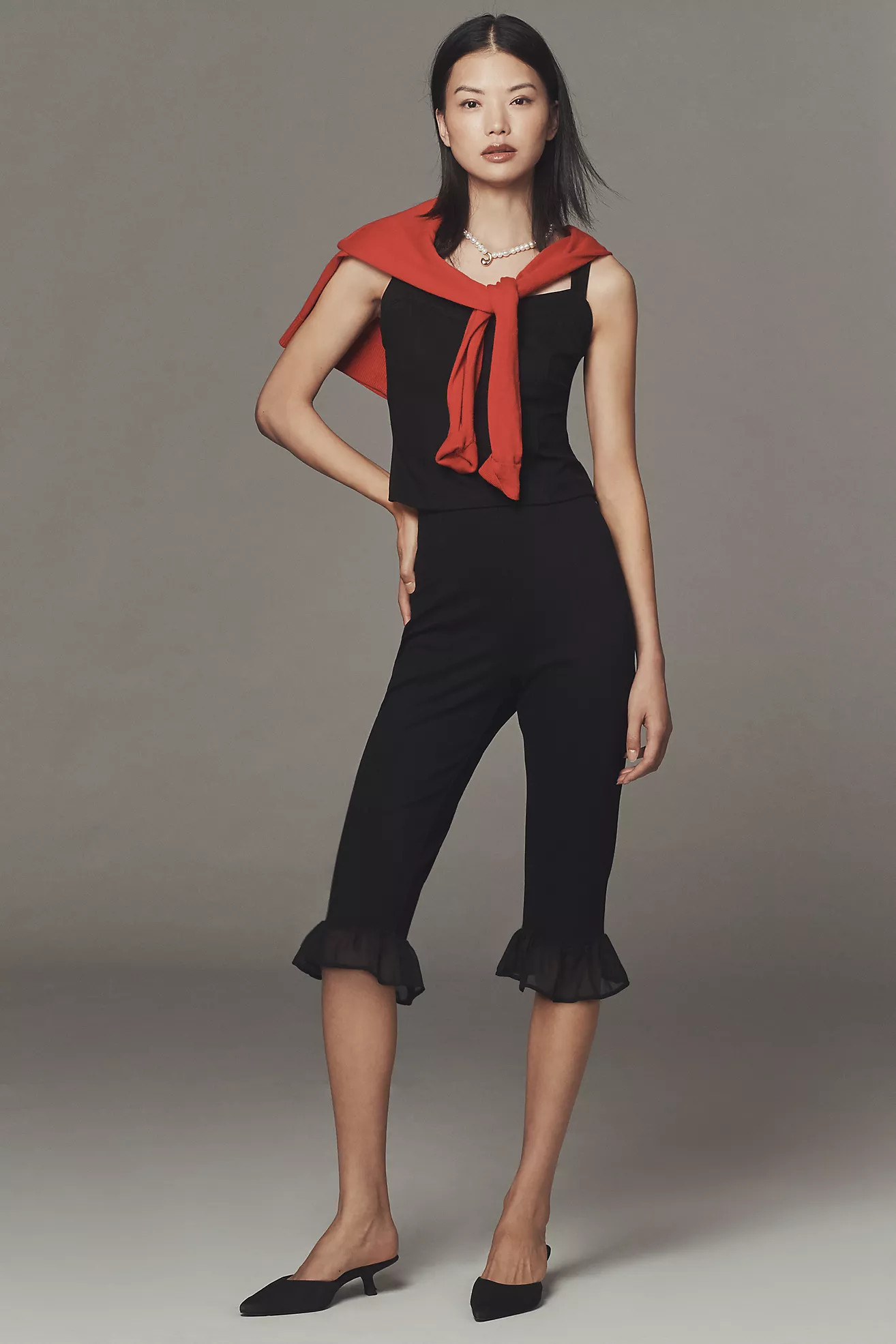 By Anthropologie Slim Ruffle Capri Pants | Anthropologie (UK)