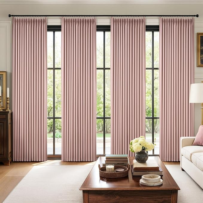 MIULEE Pinch Pleated 100% Blackout Curtains 96 Inch Long 4 Panel Set for Bedroom Thick Linen Memo... | Amazon (US)